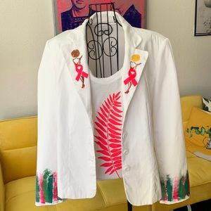 Find A Cure white blazer - hand painted w/acrylic panit